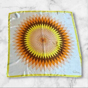 Christine Sunburst Scarf Colorful Satin Vintage Starburst 27" Square Retro